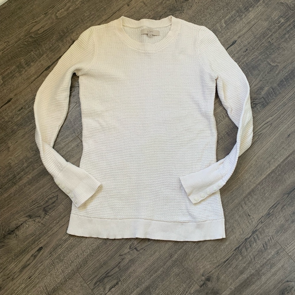 LOFT Cream Scoop Neck Sweater Size M